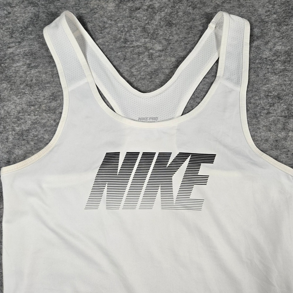 Nike Womens White Pro Dri-FIT Graphic Racerback Training Tank Top Small - Picture 2 of 8